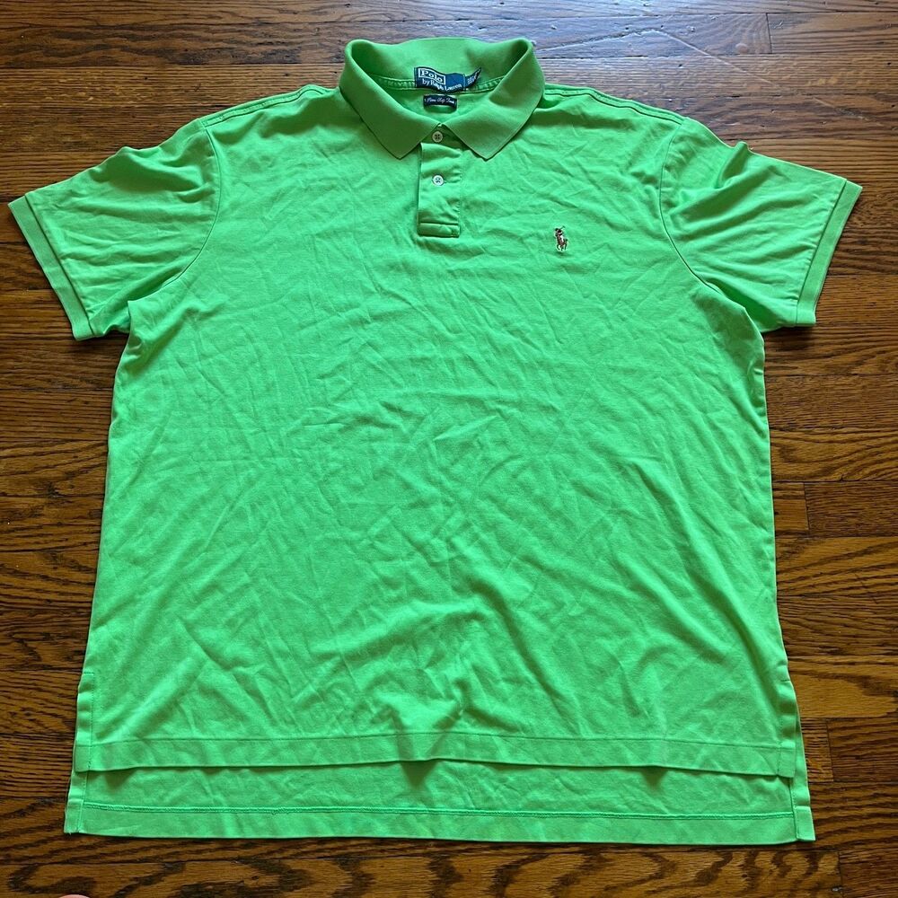 Polo Ralph Lauren Men's XXL Neon Green Pima Soft Touch Flesh Pony Polo Shirt